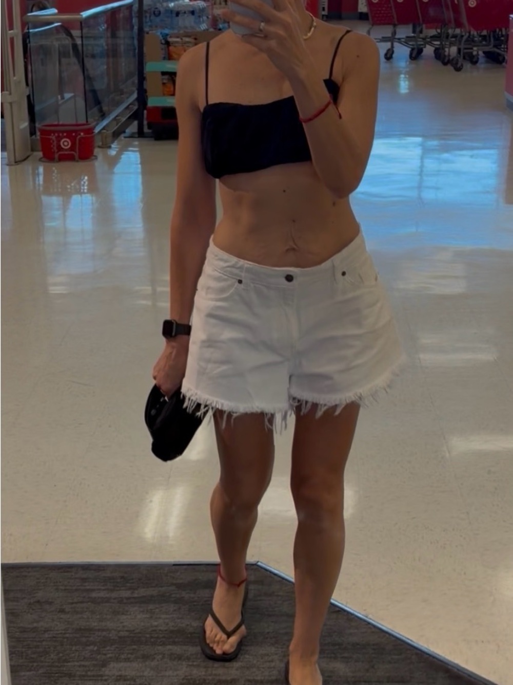 H&M White Frayed Hem Denim Shorts